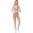 thumbnail image 5 of Made by Olivia Women's Solid Seamless Ribbed Knee Biker Shorts with Band Waist, 5 of 6