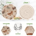 thumbnail image 2 of 6 Pcs Drink Coasters with Holder 3.94in Woven Coasters for Drinks Earthy Tones Butterflies Coaster Set for Protection Table, 2 of 7