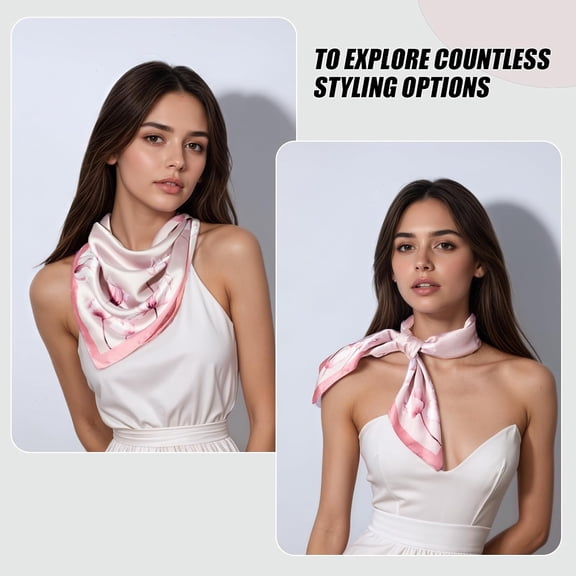 WEIFEI-Premium Printed Satin Silk-Like Head Scarf for Women Square Hair Scarf Bandanas for Women 26 Inches