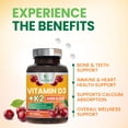 thumbnail image 6 of Vitamin D 2000 IU 50mcg Per Tablet - Vitamins D3 & K2 (MK7) Complex Supplement for Bone, Teeth, Muscle, Calcium Absorption, Supports Immune & Heart Health, Chewable Formula USA Bottled - 120 Tablets, 6 of 10