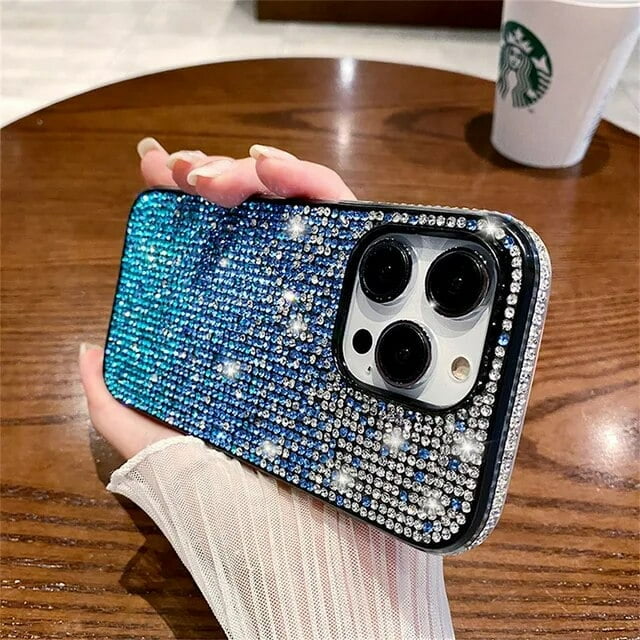 Luxury Bling Glitter Diamond Gradient Rhinestones Phone Case For iPhone 15 14 Pro Max 13 12 11 X XR XS 7 8 Plus Shockproof Cover ZR