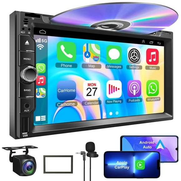 Reproductor estéreo de CD/DVD doble DIN para coche CarPlay Android Auto