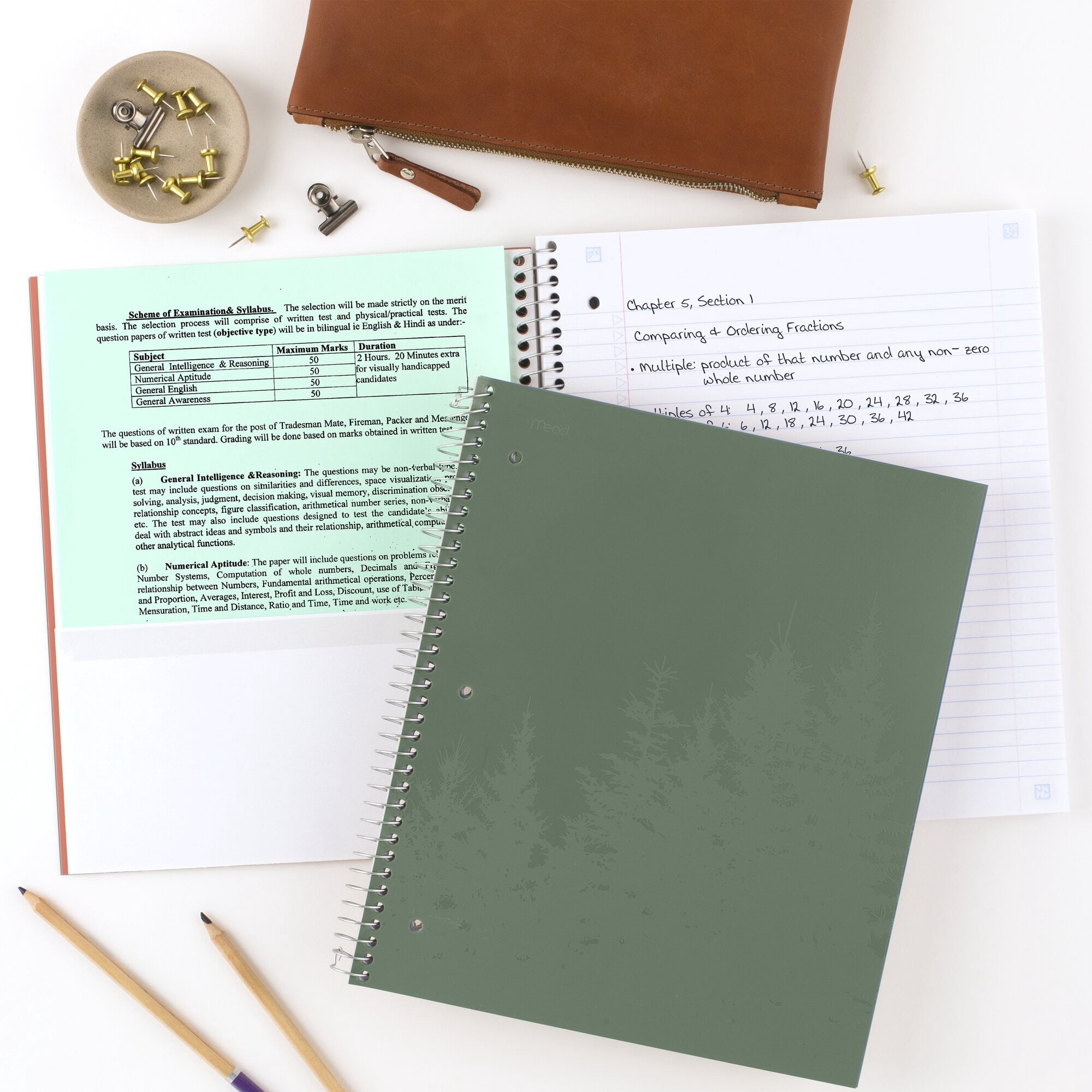 Five Star Recycled Spiral Notebook + Study App, 1 Subject, College Ruled, 8.5" x 11", 4 Pack