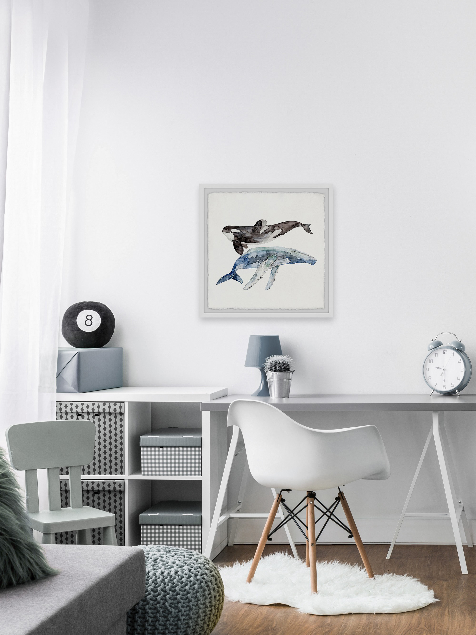 Marmont Hill The Big Whales By Rachel Byler Framed Wall Art, 18" x 1.5"