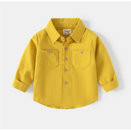 

Cathalem Size 10 Boy Summer Clothes Kids Children Toddler Infant Baby Boys Long Sleeve Cotton Patchwork Gentleman Workout Apparel Shirt Yellow 2-3 Years