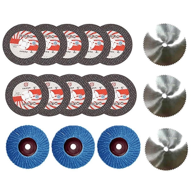16pcs 75x10mm Angle Grinding Wheel Set Wood Metal Cutting Discs HSS Carbide Polishing Discs Compatible with 12V