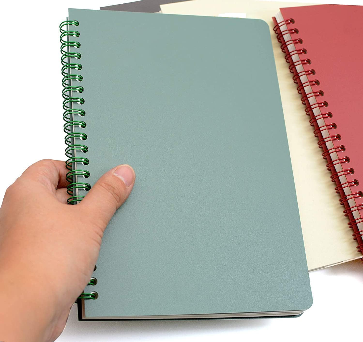 Spiral Notebook  4 8.3 Inch X 5.9 A5 Thick Plastic Hardcover 8mm Ruled 4 Color 80 Sheets -160 Pages Journals For Study And Notes (style 10-wine Red Brown Green A5)