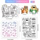 thumbnail image 2 of Sello de silicona transparente con diseño de gatos de cómic musical, troqueles de corte metálicos con dibujos de gatos, plantillas para manualidades con pintura y notas bendecidas., 2 of 9