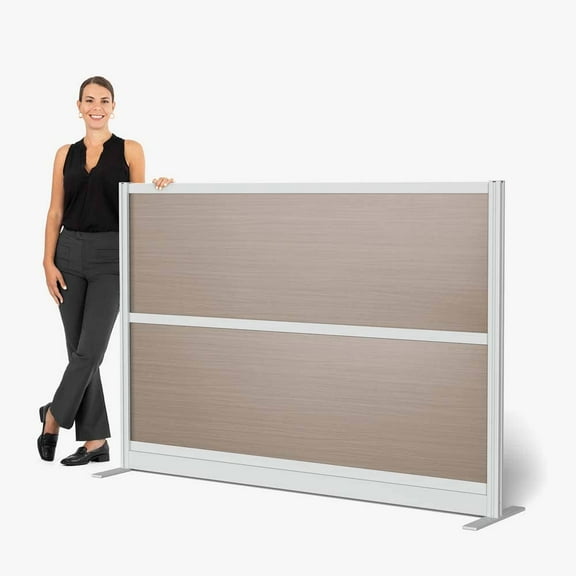 Luxor Oakwood Aesthetic Modular Wall Room Divider System, 70" W x 48" H, Freestanding