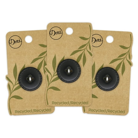 UPC: 0072879308730 | Dritz Sustainable Leather Round Button 25mm Black 3 Pack