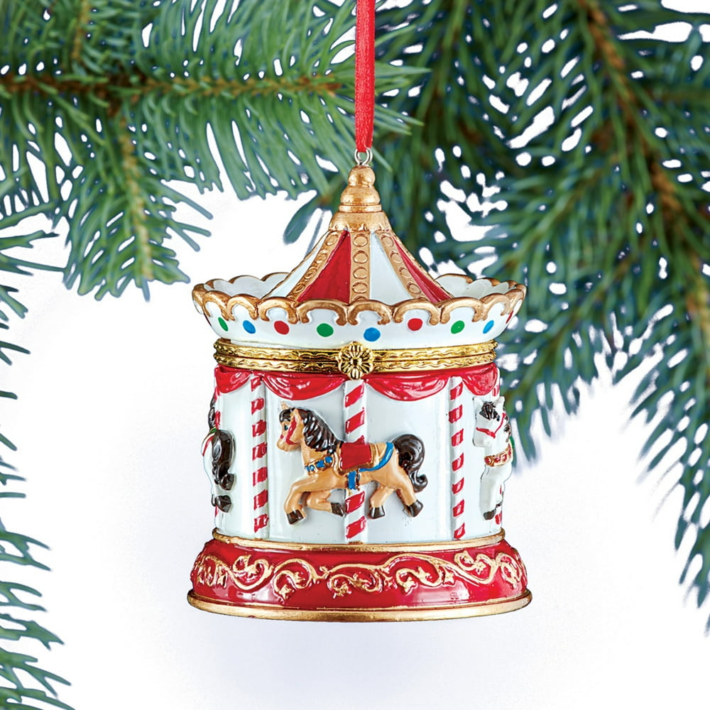 Hand Painted Trinket Christmas Ornaments with Opening Compartment for