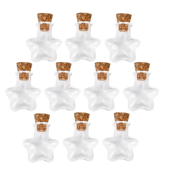 20 botellas de vidrio pequeñas con forma de estrella para pedir deseos, con corcho, ideales para manualidades y decoración del hogar.