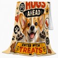 thumbnail image 2 of Warning Corgi Hugs Cartoon Pet Lover, Playful Pet Portrait Pattern, Warm Flannel Blanket for Living Room and Bedroom, Dog Lovers Just Because Gift, Pet Lover Home Decor, 2 of 9