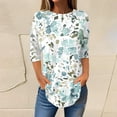 thumbnail image 4 of ZHENHONG Graphic Tees for Women, Women's Printed Fashionable Casual Round Neck and Three Quarter Sleeve Top Going Out Tops, 4 of 5