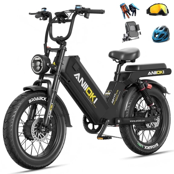 2800W PeakDual Motor,33MPH 52V 70Ah,200Miles Long Range, Electric Bike for Adults,2025 Upgraded ANIIOKI AQ177 PRO MAX eBike,20x4 Fat Tire All Terrain Full Suspension Ebikes, SHM 7-Speed Gear UL2849