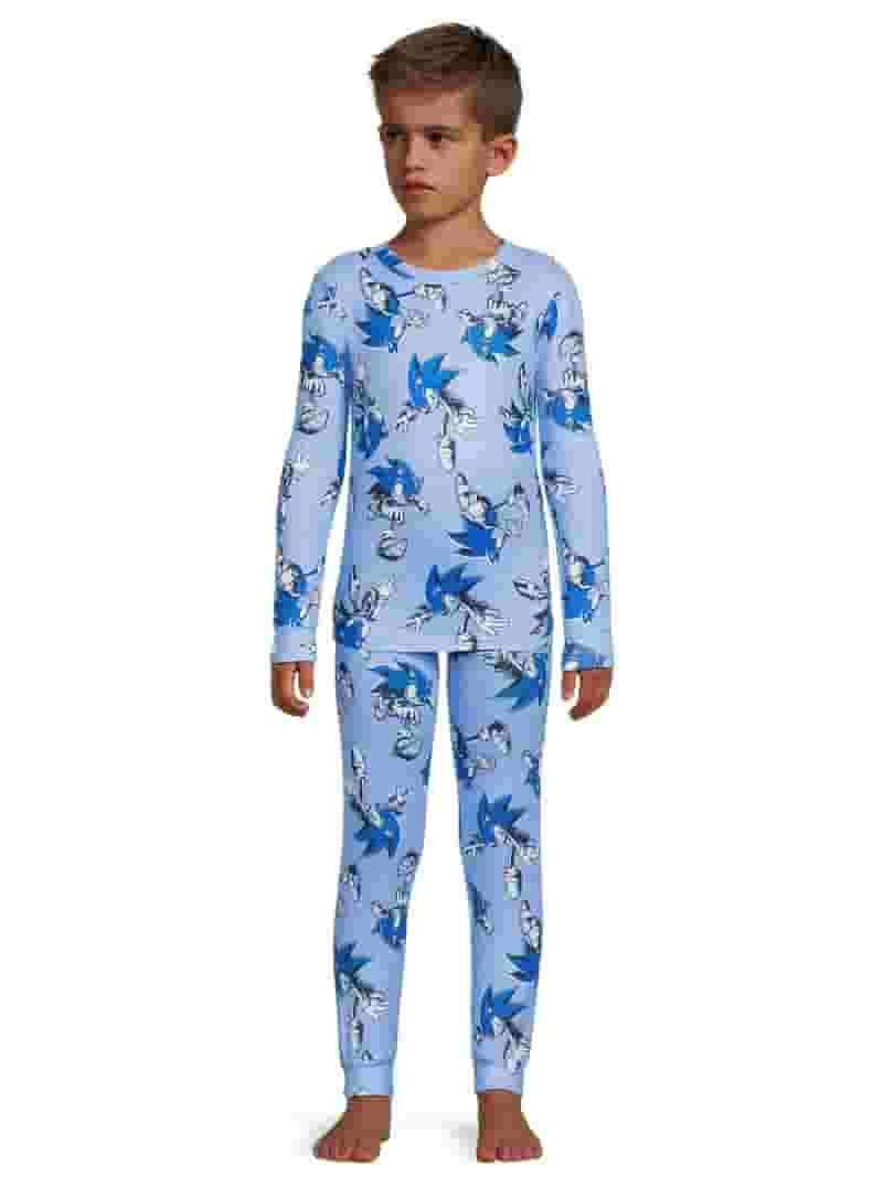 Sonic the Hedgehog Boys Allover Print Tight Fit Long Sleeve Sonic the Hedgehog Boys Allover Print Tight Fit Long Sleeve