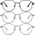 thumbnail image 6 of 3 Pack Blue Light Blocking Glasses Women Men Metal Round Frame Computer Laptop Gaming Office,3pcs,0x, 6 of 6