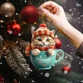 thumbnail image 5 of Comefolife Christmas Ornaments Teacup Cat Decorations Kitten Kawaii Snowflake Hanging Christmas Ornaments 2024 Vintage Party Holiday Santa New Year for Mini Christmas Tree Supplies Merry Christmas, 5 of 8