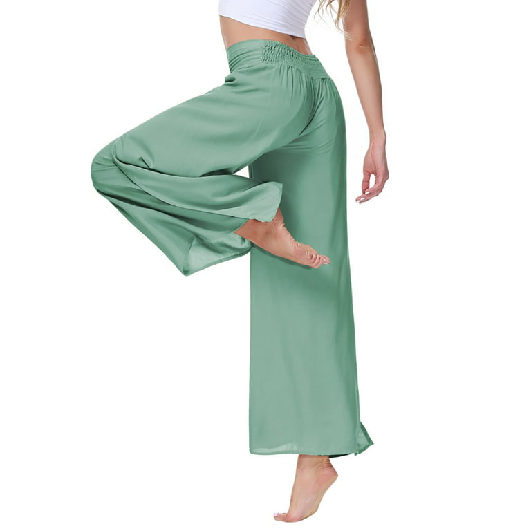 MELDVDIB Women's Belted Wide Leg Pants for Work, High Elastic Waist Palazzo  Lounge Pants Business Casual Loose Trousers Army Green : :  Clothing, Shoes & Accessories