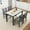 Venatino White Marble & Black, variant on Alpha Joy Farmhouse Dining Table Set for 4, Faux Marble Rectangular Table with Solid Wood Paded Chairs