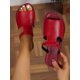 thumbnail image 1 of Women Cut Out Slide Sandals, Fashionable Burgundy Flat Sandals, 1 of 5