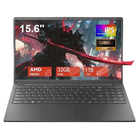 15.6 Inch Gaming Laptop,AMD Ryzen 7 5825U Processor (8C/16T,2.0-4.5GHz),32GB DDR4 RAM 1TB SSD Laptop Computer with Backlit KB