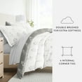 thumbnail image 4 of Noble Linens 8 Piece Patterned Duvet Bedding Bundle, Botany Floral Gray, Queen, 4 of 6
