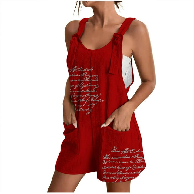 Penkiiy Combinaison Décontractée Sans Manches pour Femme, Polyester, Rouge, 3TG