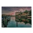 thumbnail image 2 of Cityscape Cutting Board, Colorful Sunrise over Venetian Bay Naples Florida Apartments Trees Waterscape, Decorative Tempered Glass Cutting and Serving Board, Large Size, Purple Green, by Ambesonne, 2 of 5