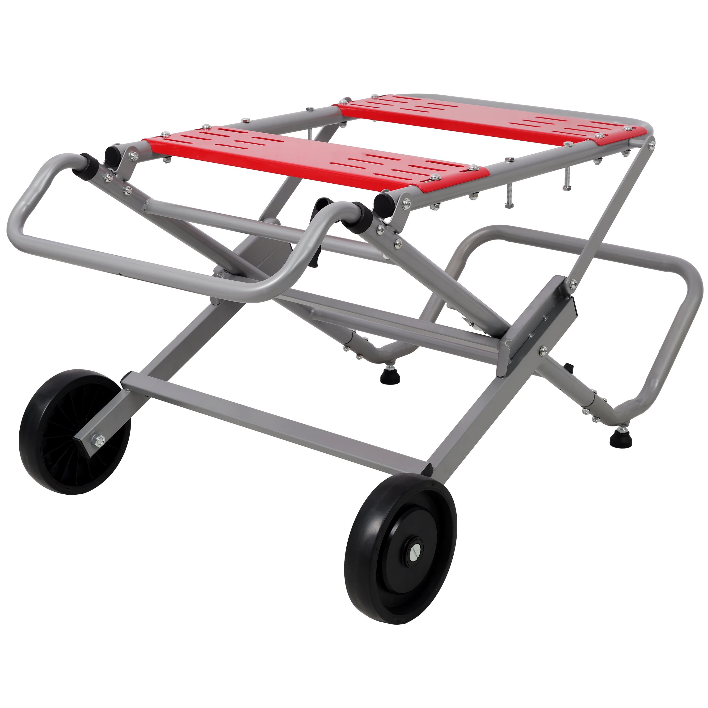 Rolling Foldable Table Saw Stand, Heavy‑Duty Universal Steel Base with 8" Wheels, Adjustable Height, 330Lbs Capacity for Woodworking Garage Workshop Job Site