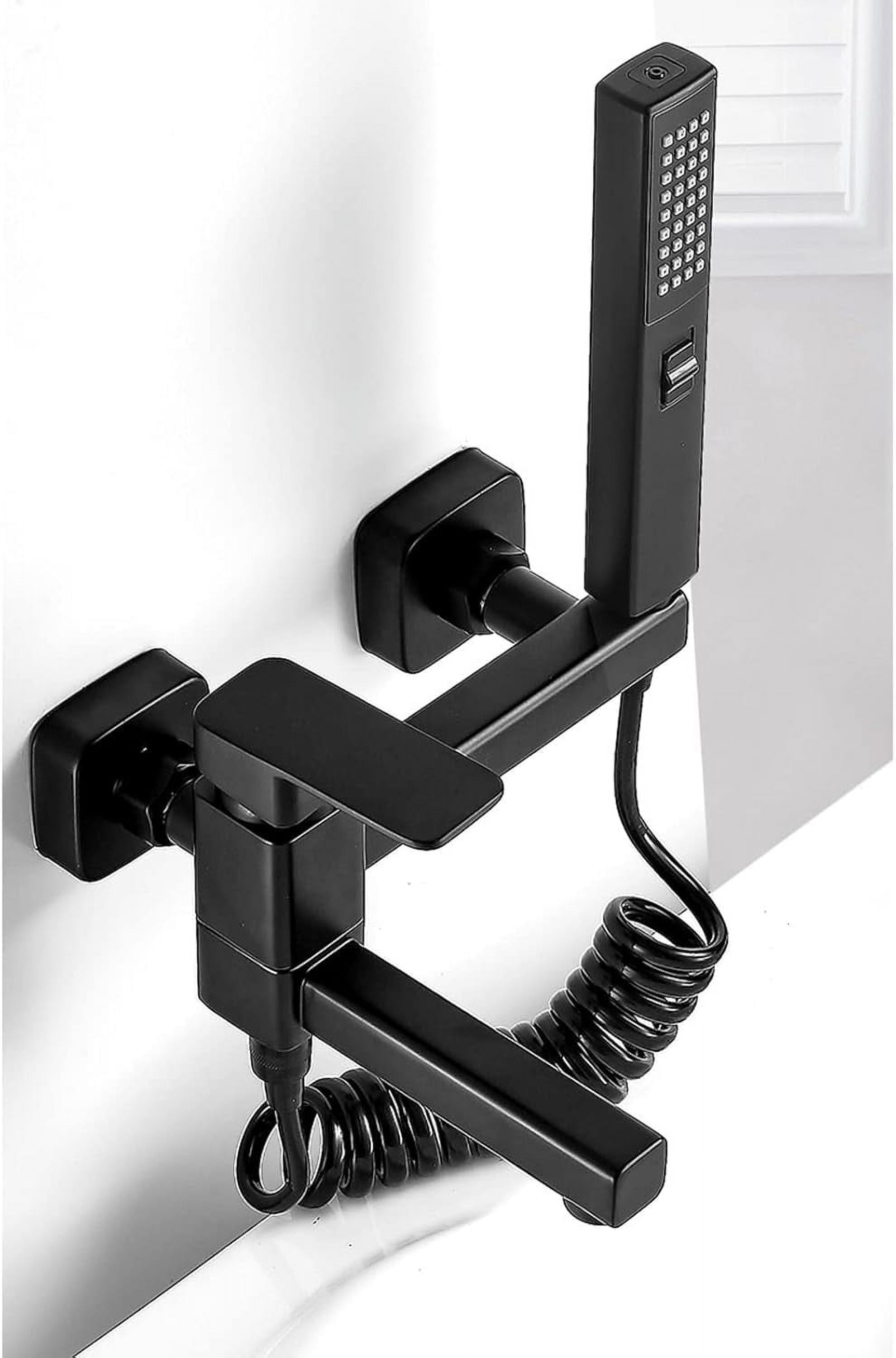 Bath Mixer Tap with Shower Attachment Bathtub Faucet Wall Mounted Black Bathroom Faucet Brass Hot and Cold Water Shower Bathtub Faucet-B