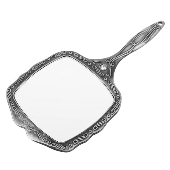 FENGGUIQU Portable Metal Handheld Mirror Vintage Compact Vanity Mirror for Travel and Daily Use