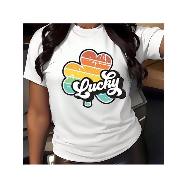 Camisetas de manga corta para mujer, cuello redondo, estampado floral, ajuste holgado, para verano, otoño 2025St Patrick's Day Shirt Print T-Shirt Men's Women's Crew Neck Cotton Short Sleeve Sports