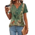 thumbnail image 1 of Top tipo túnica Zeagoo de manga corta con cuello en V Henley para mujer, 1 of 6