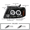 thumbnail image 4 of Spec-D Tuning Dual Halo Projector Headlights Black Compatible with 2004-2008 Ford F-150, 2006-2008 Lincoln Mark LT, Left + Right Pair Headlamps Assembly, 4 of 6