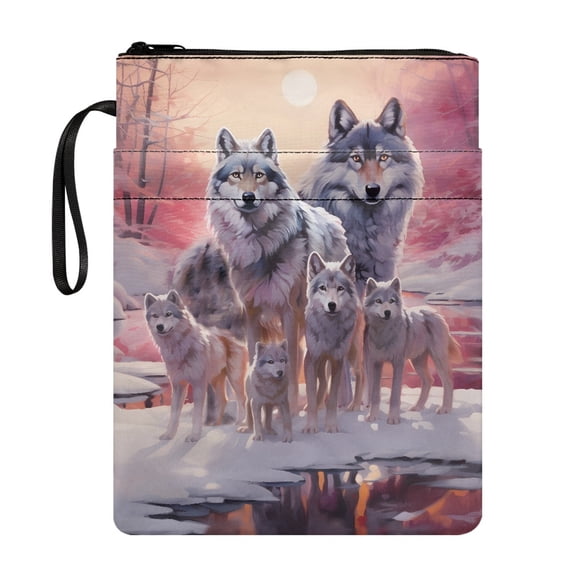 HELLHERO Wolf Pack Design Notebook Wraps Polyester Carrying Book Case Christian Bag with Waterproof Bible Case Book Cover Carrying Case, 11.42 x 8.66 Inch