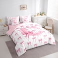 thumbnail image 2 of Erosebridal Cute Bow Initial C Girl Bedding Comforter Set 7 Pieces,Pink Bow Tie Letter Monogrammed Full Bedding Set For Teens,Pink Reversible, 2 of 6