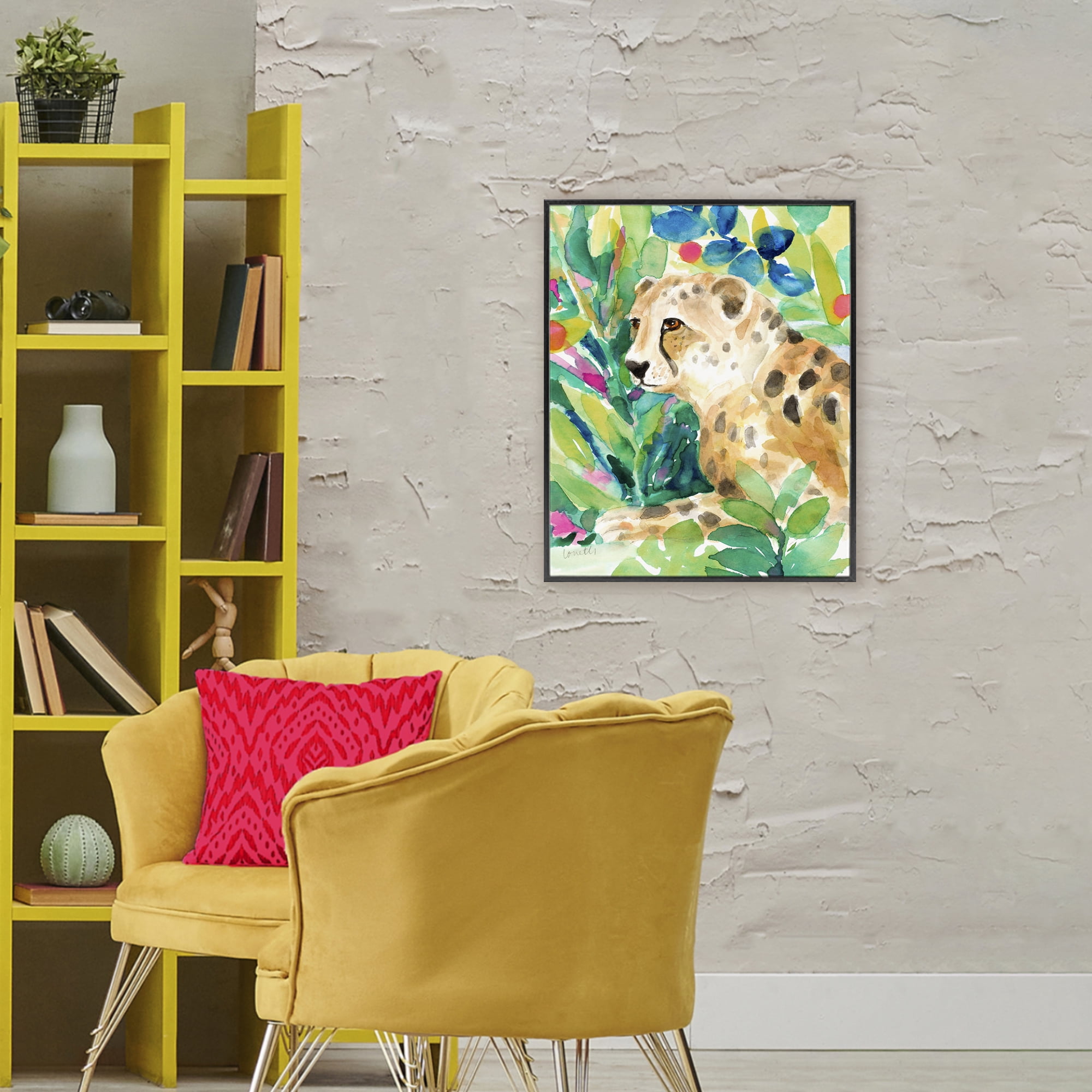 Stupell Industries Vibrant Chillin' Cheetah Black Framed Giclee Art, design by Lanie Loreth