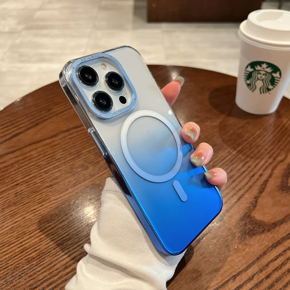 Magnetic Gradient Color for iPhone 14 Pro Max Case, with Magsafe [Exclusive Gradient Design][No.1 Strong Magnets] Transparent for Phone Case for Women and Man for iPhone 14 Pro Max (6.7"), Blue