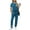 Blue, variant on Womens Two Piece Outfits Short Sleeve Color Block Tops Long Pants with Drawstring Tracksuit Jogger Sets