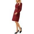 thumbnail image 3 of INSPIRE CHIC Women's Tweed Dress Double Breasted Long Sleeve Blazer Dress with Belt M Red, 3 of 4
