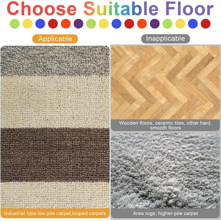 Mixweer 48 Pcs Flower Shaped Carpet Markers Colored Floor Dots Adhesive Carpet Dots