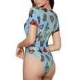 thumbnail image 3 of The Xecao Multicolored Butterflies Women's Crew Neck Body Suit, a short-sleeved bodysuit and basic swimsuit, both comfort and style for dating and daily life, 3 of 9