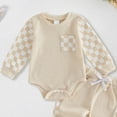thumbnail image 5 of Kogui Infant Outfit Boy Newborn Baby Boy Clothes Plaid Letter Print Long Sleeve Hoodies + Long Pants Fall Winter Outfits Set 0 3 6 9 12 18 24 Months,(Beige 6-12 Months), 5 of 5