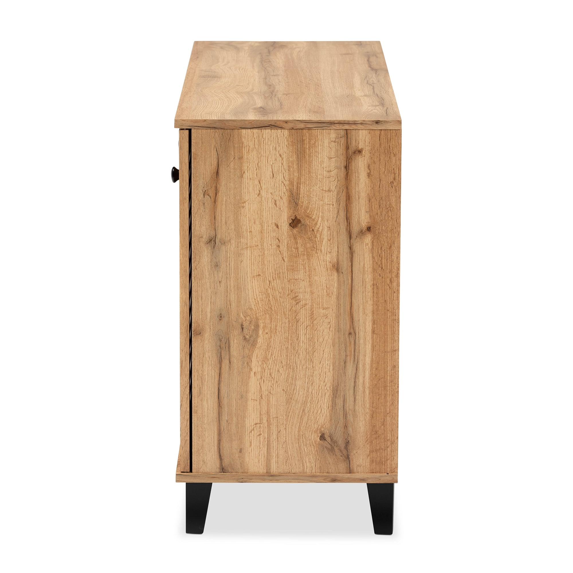 Baxton Studio Coolidge Modern and Contemporary Oak Brown Finished Wood 3-Door Shoe Storage Cabinet