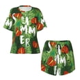 thumbnail image 4 of Lsque Palm Leaves And Tropical Flowers Women's Short-Sleeved Pajama Set - 2 Piece Soft and Lightweight Sleepwear Set-3X-Large, 4 of 9
