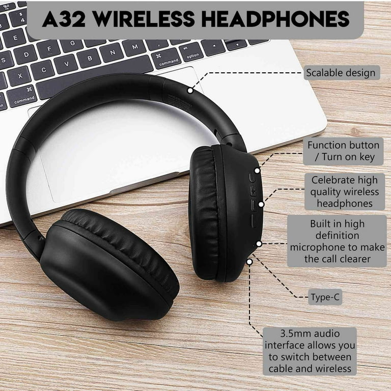 UrbanX Perfect Comfort 955 II Overhead Wireless Bluetooth Headphones For vivo Y51 2020 September Noise Cancelling with Black Walmart