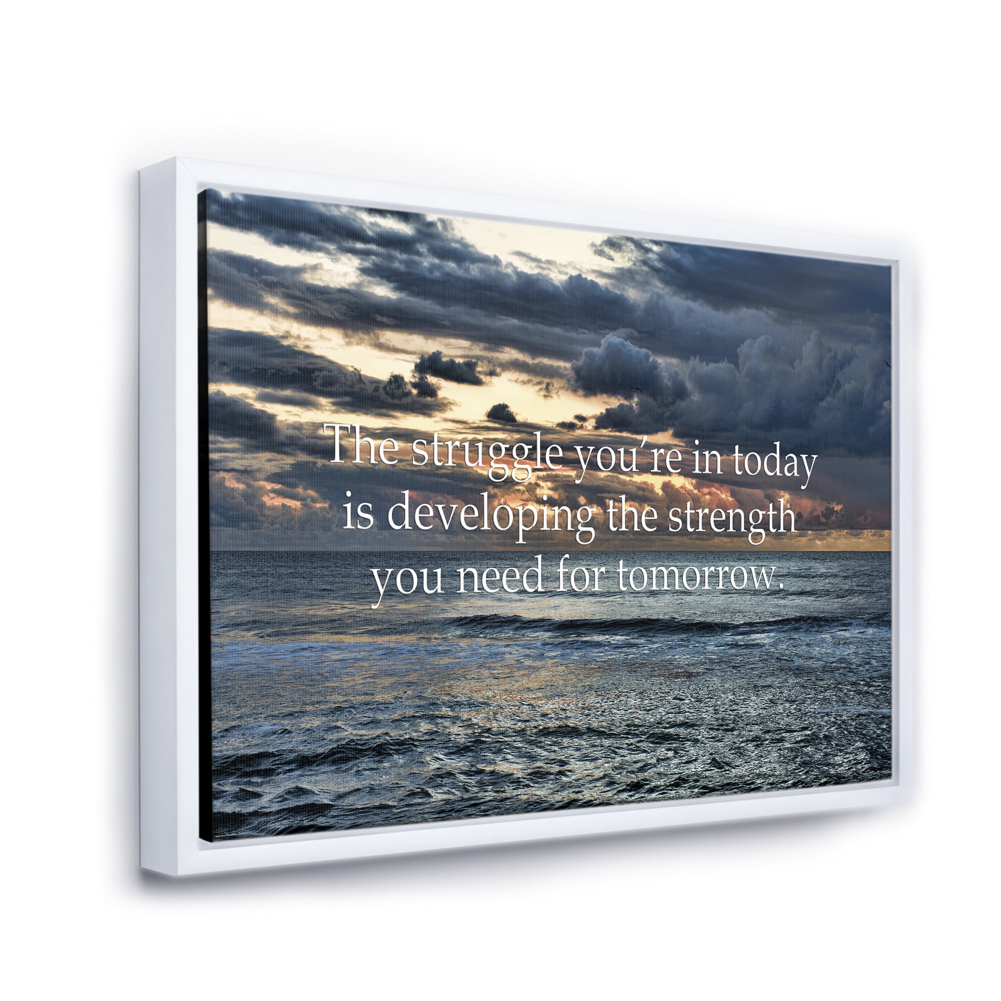 Designart 'Inspirational Quote and Ocean' Nautical & Coastal Framed Canvas Wall Art Print