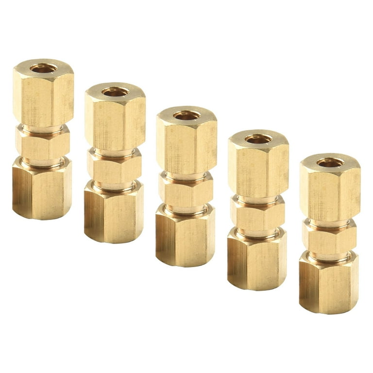 5Pcs Brass Compression Fittings Connector 3/16'' OD Hydraulic Brake Lines  Union 