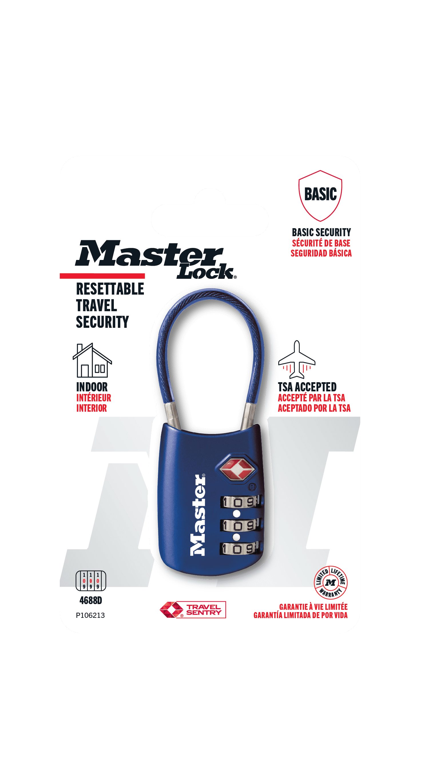 (6 pack) Master Lock TSA Approved 3 Dial Resettable Combination Luggage Lock, Color Variety